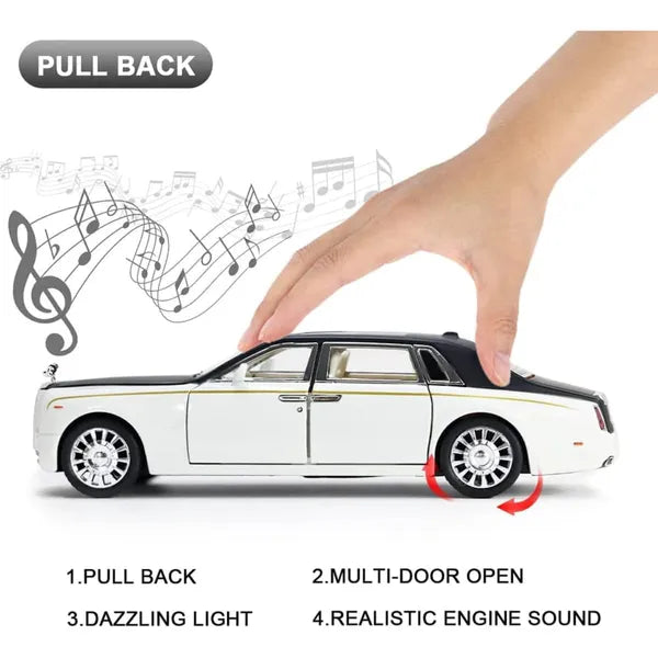 Rolls Royce Phantom 1:24 diecast scale model with Sound and Light Pullback Door Open