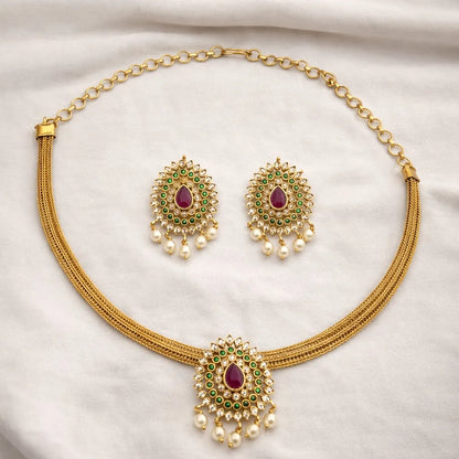 Bridal Kundan Choker Necklace Set with Pearl Drops